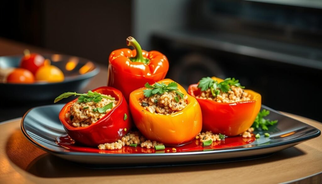 Asian-Inspired Stuffed Peppers Plating