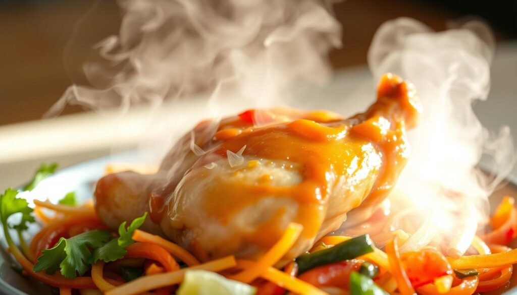 Healthy Asian Cuisine Steaming Chicken