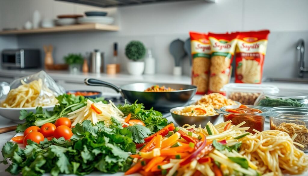 Meal Prep Noodle Dishes Preparation