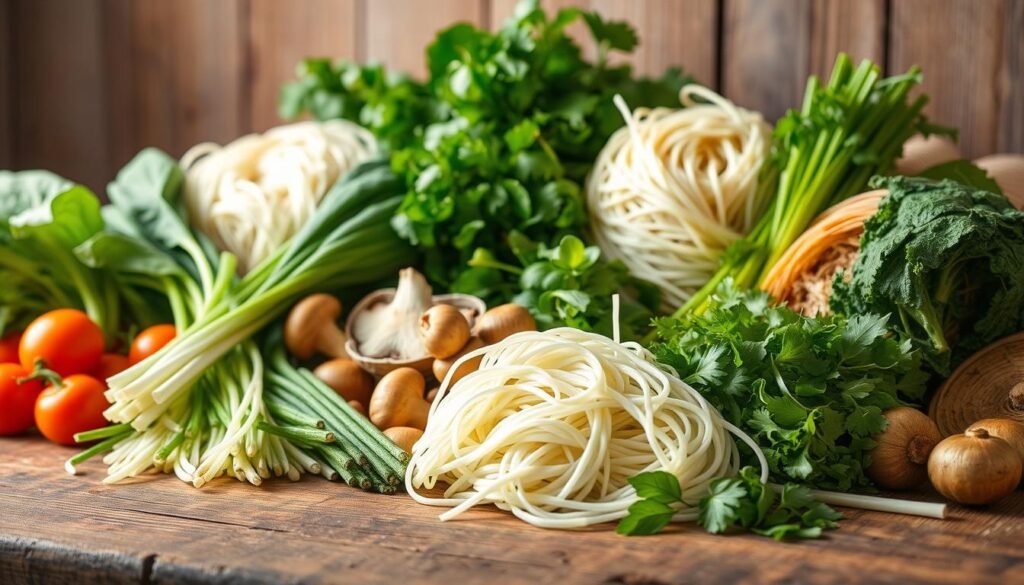 Vegetable-packed asian meals ingredients