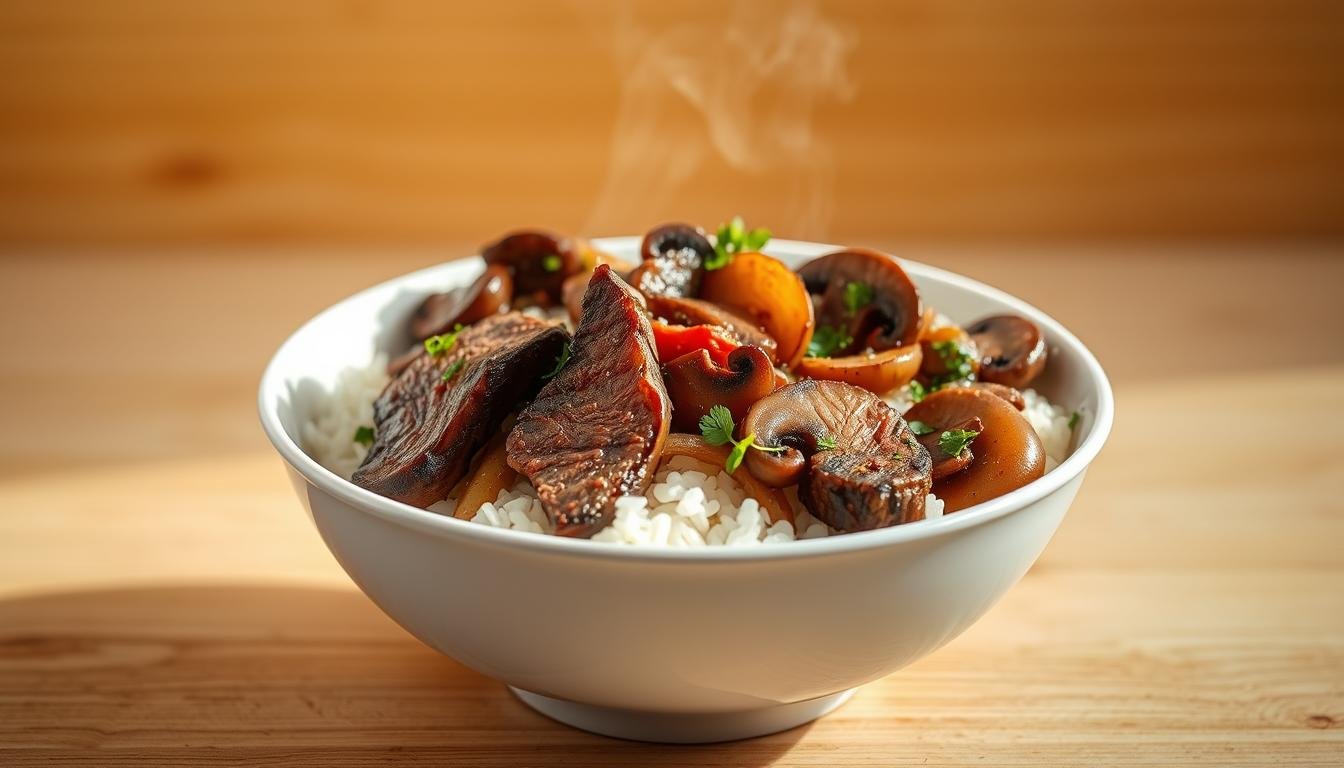 Beef and Mushroom Rice Bowl