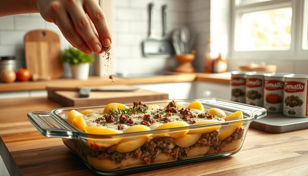 Beef and Potato Casserole Preparation Beef and Potato Casserole Preparation