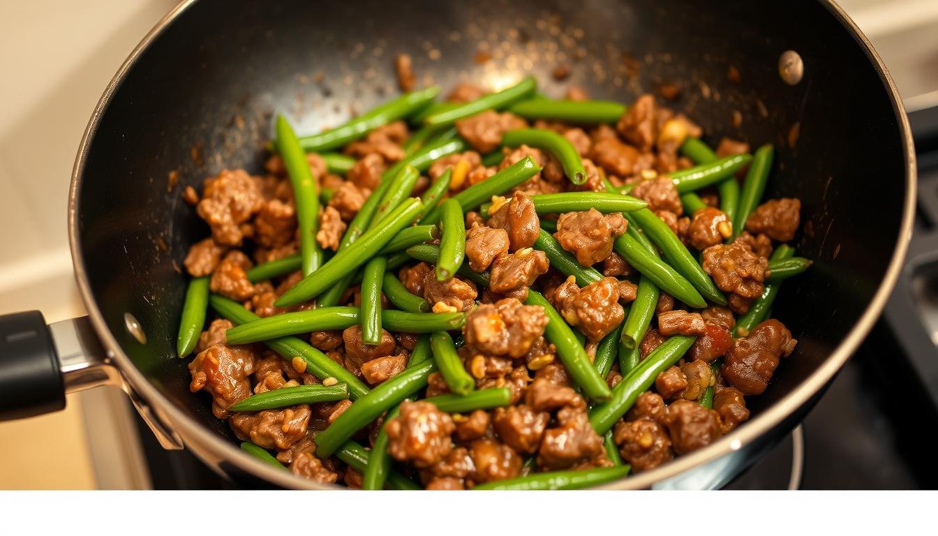 Ground Beef with Green Bean Stir Fry
