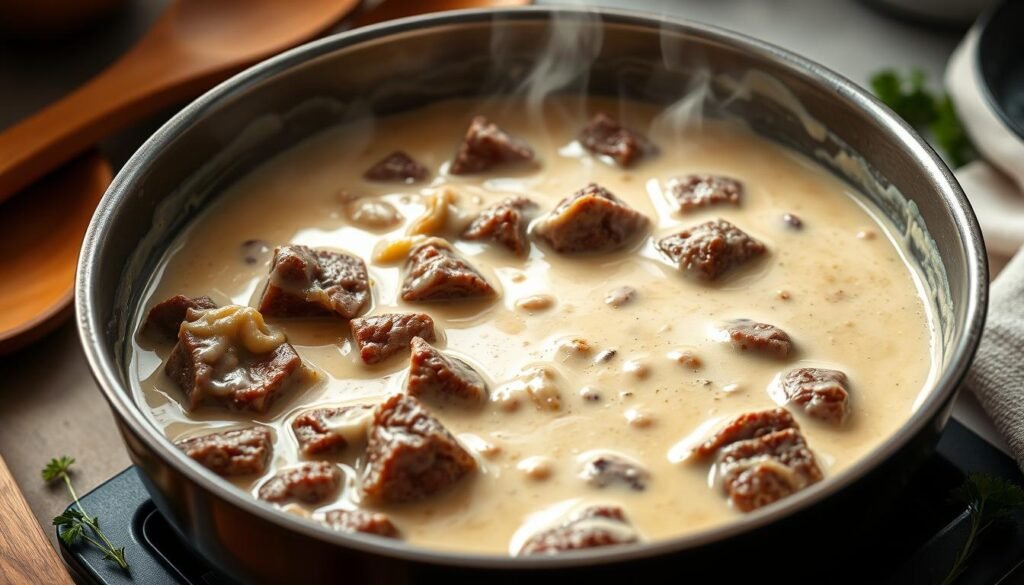 Creamy Beef Stroganoff Sauce Preparation