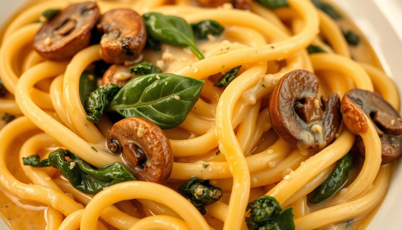 Creamy Spinach and Mushroom Pasta