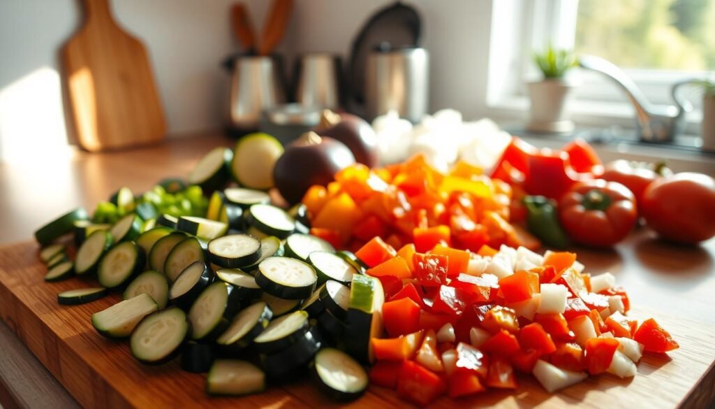 Cutting vegetables for ratatouille