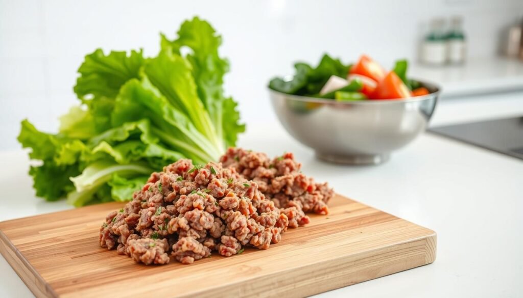Ground Beef Lettuce Wrap Preparation