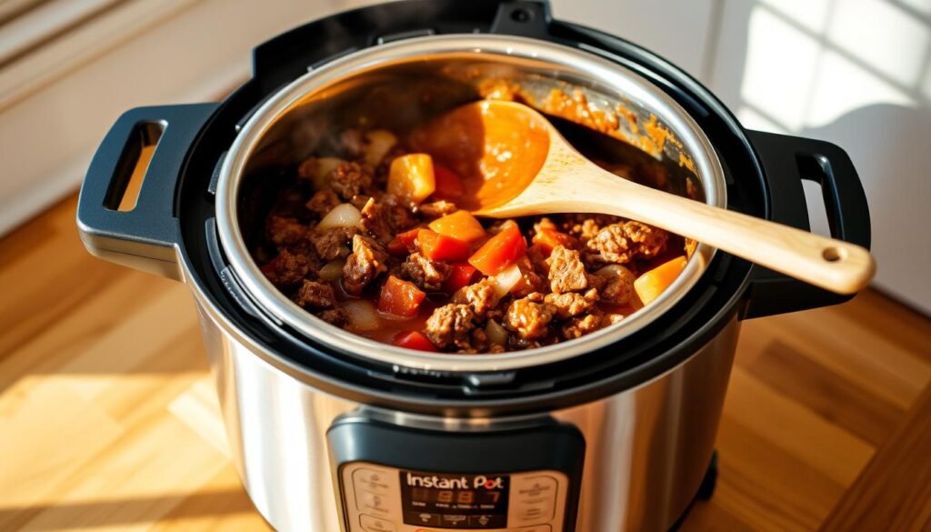 Instant Pot cooking instructions for goulash