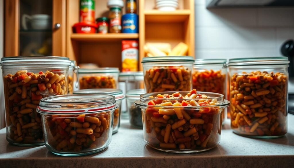 Storing vegetable goulash in containers Storing vegetable goulash in containers
