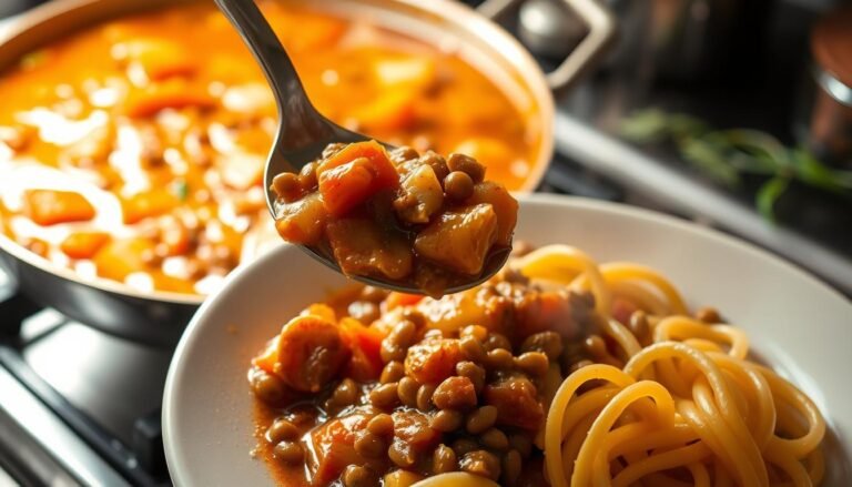 Vegetable Goulash with Lentils and Pasta