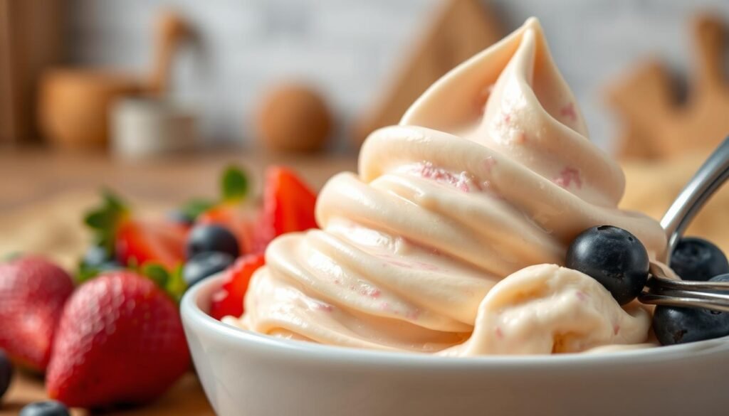 Creamy texture of homemade ice cream Creamy texture of homemade ice cream
