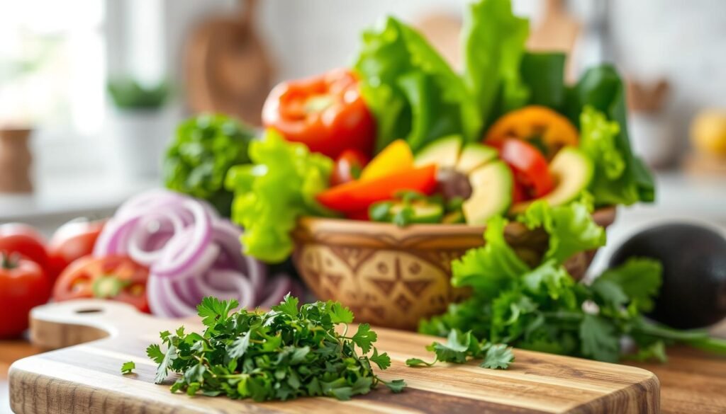 Fresh vegetables for Healthy Beef Burger Bowl