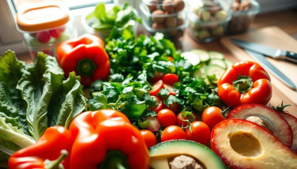 Fresh vegetables for Vegan Wrap Meal Prep Fresh vegetables for Vegan Wrap Meal Prep