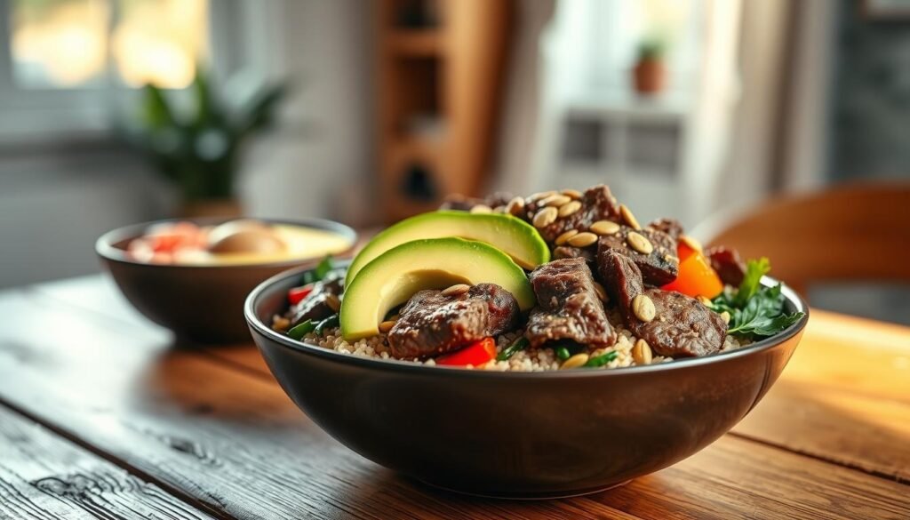 Healthy Beef Breakfast Bowl with balanced macros Healthy Beef Breakfast Bowl with balanced macros