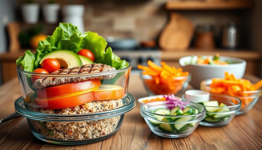 Healthy Beef Burger Bowl meal prep