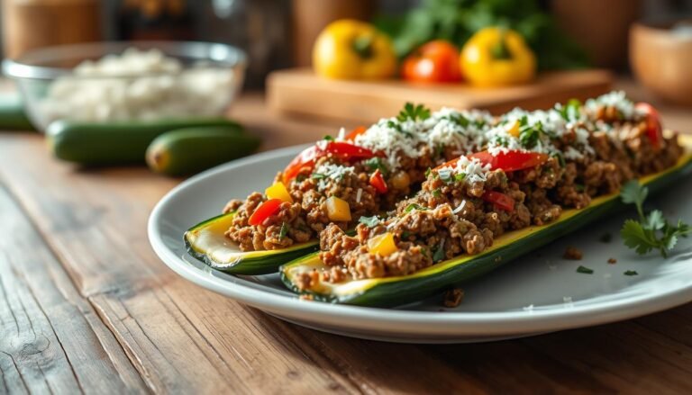 Healthy Beef Zucchini Boats