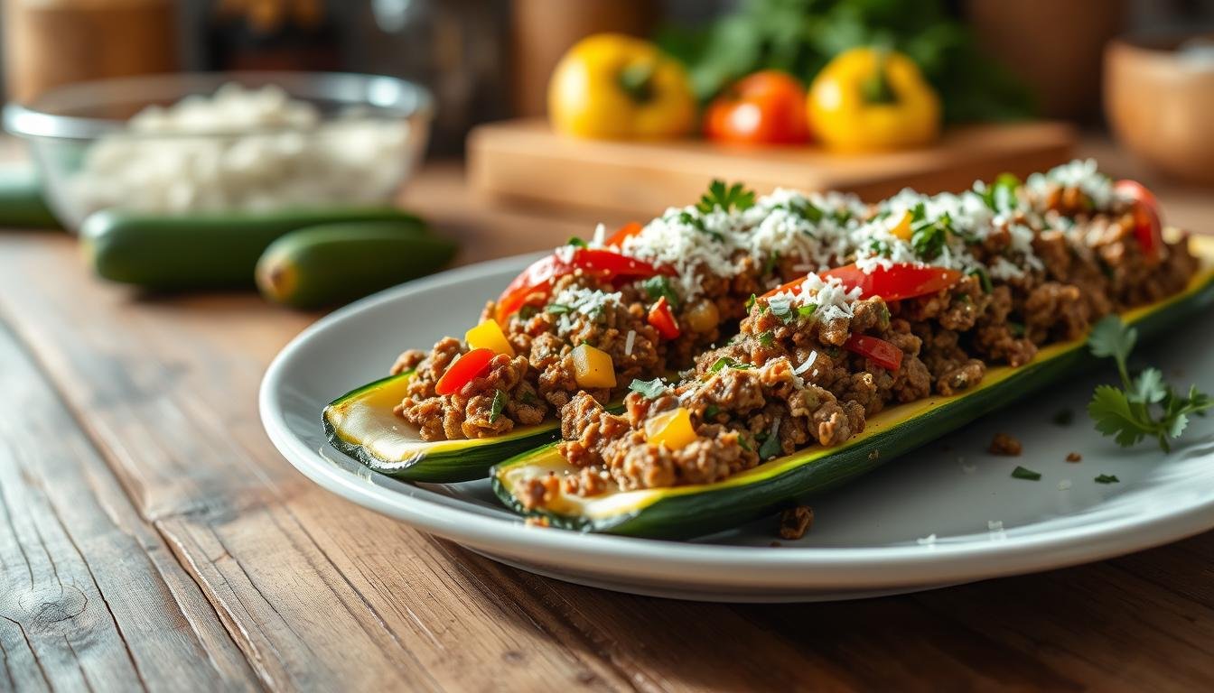 Healthy Beef Zucchini Boats