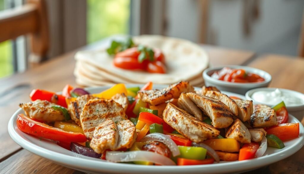 Healthy Chicken Fajitas with fresh vegetables Healthy Chicken Fajitas with fresh vegetables