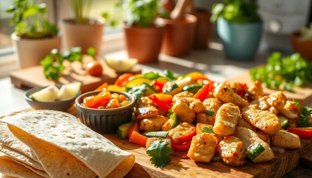 Healthy Chicken Fajitas with fresh vegetables Healthy Chicken Fajitas with fresh vegetables