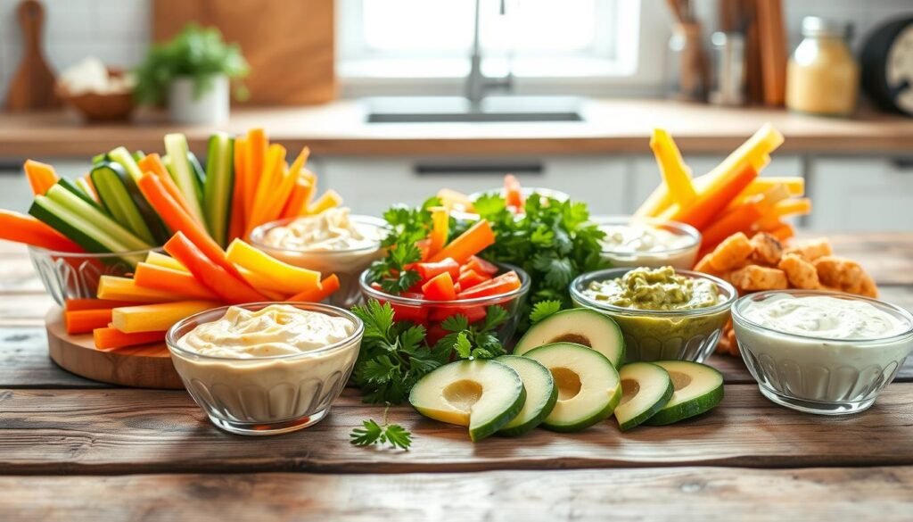 Healthy Vegetarian Snacks with Homemade Dips Healthy Vegetarian Snacks with Homemade Dips