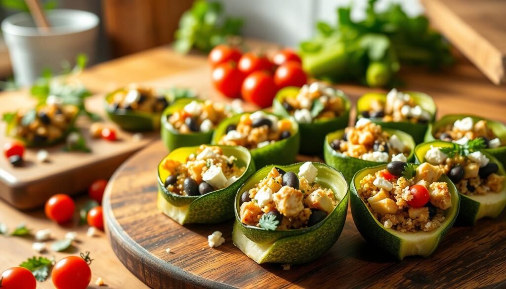 Healthy Zucchini Cups with savory protein additions