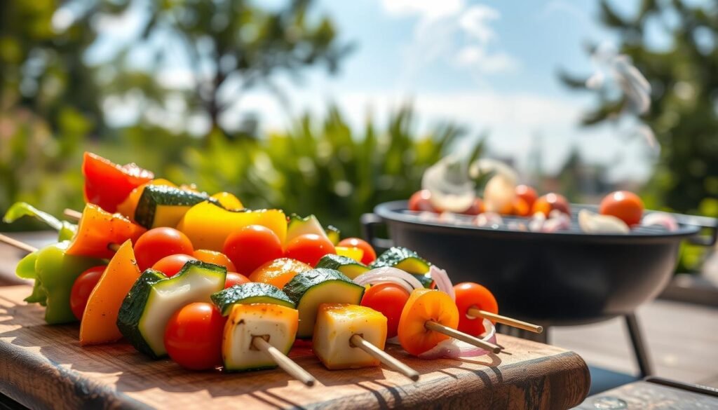Vegetable skewers for healthy grilling Vegetable skewers for healthy grilling